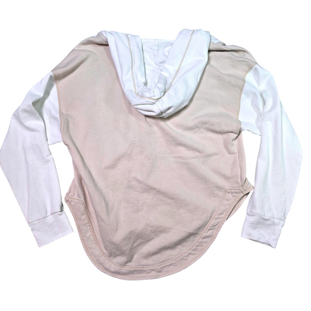 PILCRO Women's Long Sleeve V Neck Pullover Hoodie Beige White Size S - Picture 8 of 13
